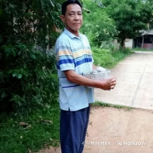 Man with Basket in Lush Green Pathway - Live2D Animation – AI Generated Video | Hailuo AI