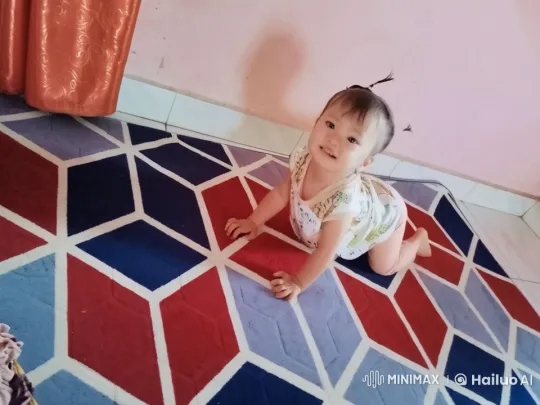Baby Practicing Playful Kung Fu on Colorful Rug – AI Generated Video | Hailuo AI
