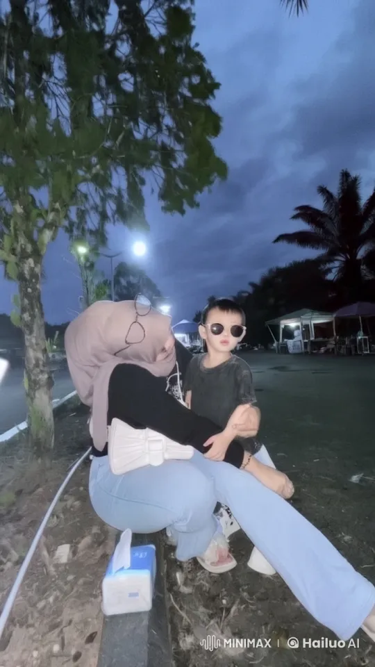 Woman and Child Practice Kung Fu Under Street Lamp – AI Generated Video | Hailuo AI