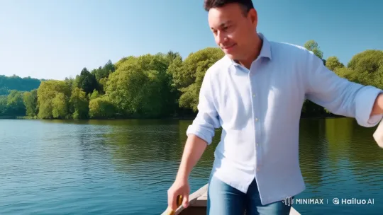 Esmer and the Woman Enjoy a Romantic Boat Ride – AI Generated Video | Hailuo AI