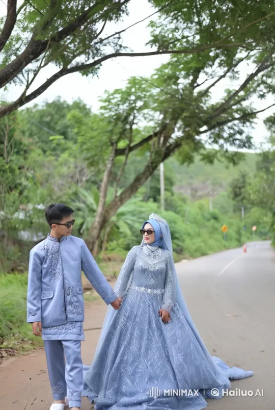 Couple in Traditional Attire Walks Through Lush Greenery – AI Generated Video | Hailuo AI