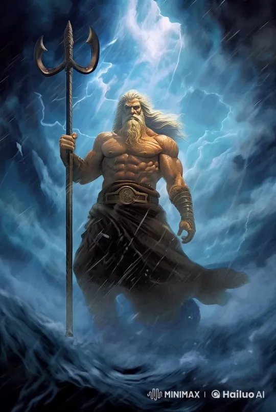 Poseidon Conjures a Storm: Live2D Animation – AI Generated Video | Hailuo AI