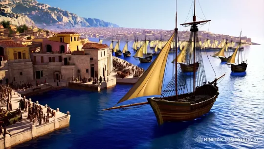 Vibrant Life of an Ancient Mediterranean Port Captured in 8k – AI Generated Video | Hailuo AI