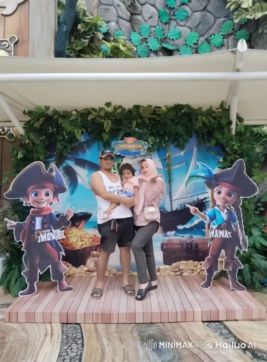 Family Performs Kung Fu Routine in Pirate-Themed Park – AI Generated Video | Hailuo AI