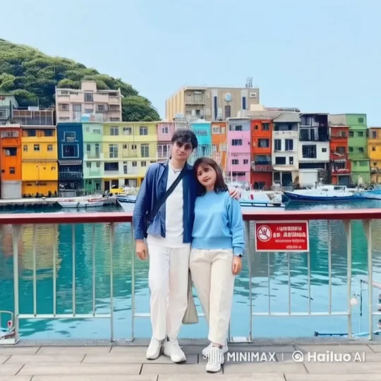 Live2D Animated Couple Battles on Quaint Waterfront – AI Generated Video | Hailuo AI
