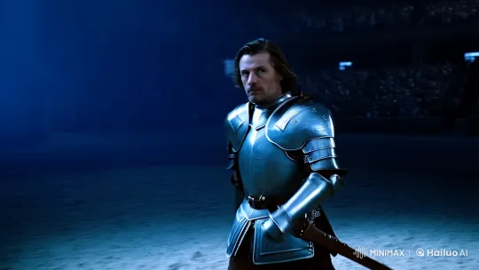 Knight Prepares for Epic Battle in Dramatic Arena – AI Generated Video | Hailuo AI