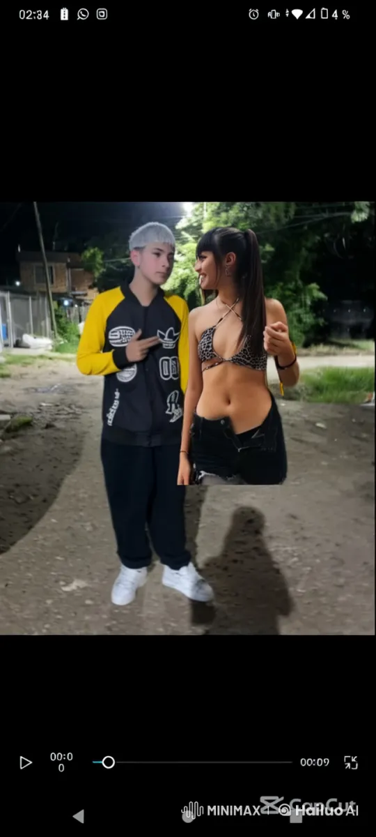 Boy and Girl Share a Kiss on a Night Street – AI Generated Video | Hailuo AI