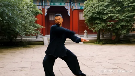 Kungfu Master's Graceful Performance in Serene Courtyard – AI Generated Video | Hailuo AI