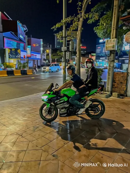 Night Ride Preparations on a Vibrant Motorcycle – AI Generated Video | Hailuo AI
