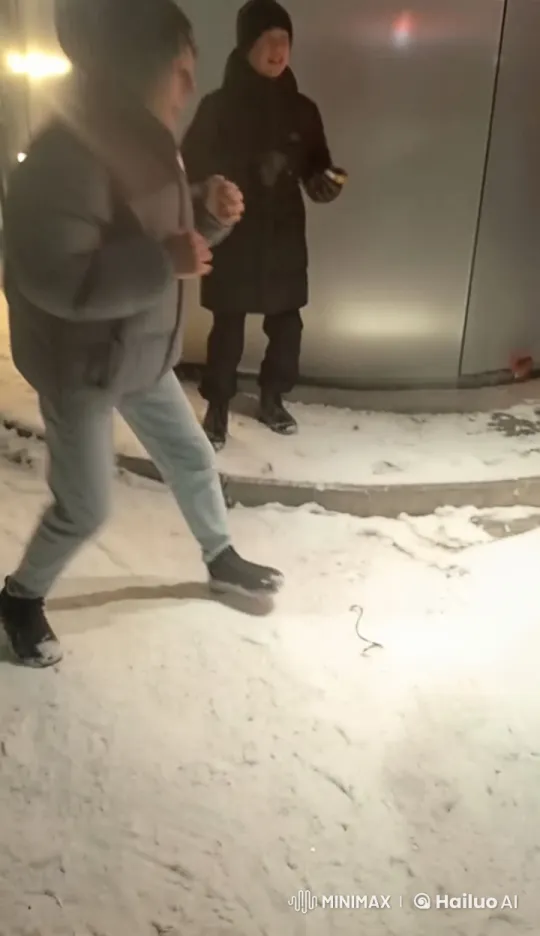 Boy Rips Jacket, Falls, and Is Run Over by APC in Snowy Scene – AI Generated Video | Hailuo AI