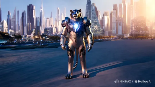 Futuristic Tiger Robot Showcases Power and Elegance – AI Generated Video | Hailuo AI