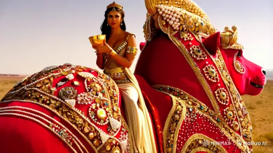 Opulent Rider and Austere Sage in Desert Scene – AI Generated Video | Hailuo AI