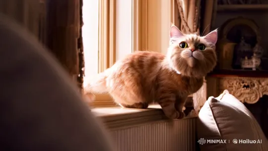 Charming Cat's Playful Antics in Vintage Setting – AI Generated Video | Hailuo AI