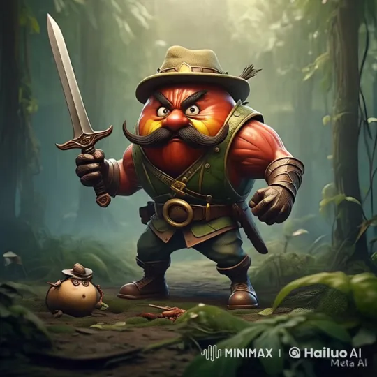 Warrior and Potato Prepare for Battle in Mystical Forest – AI Generated Video | Hailuo AI