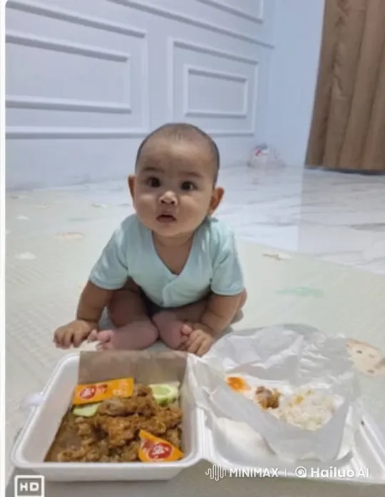 Baby Performs Kungfu on Mat with Takeout Meal – AI Generated Video | Hailuo AI