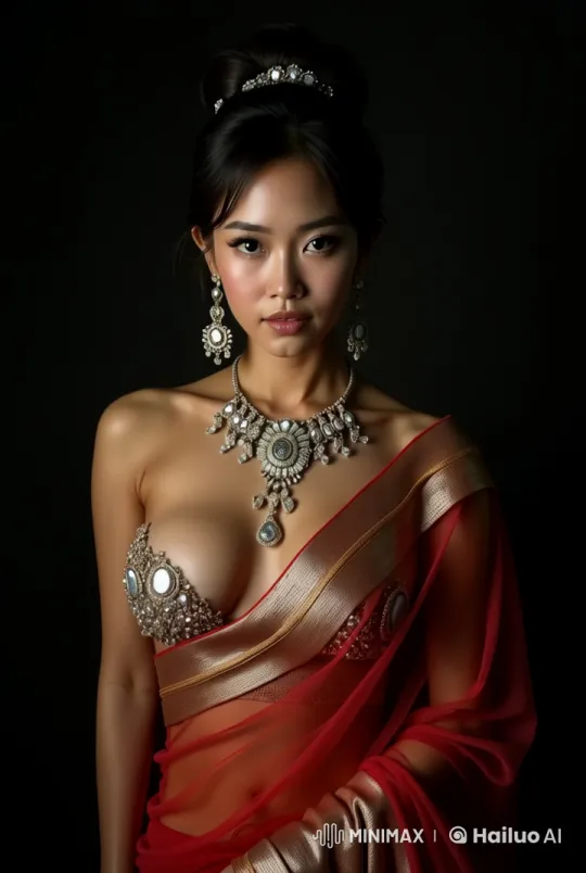 Elegant Woman in Red Saree with Luxurious Jewelry – AI Generated Video | Hailuo AI