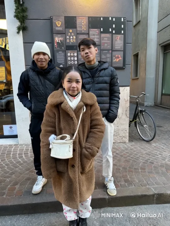 Three Individuals Perform Martial Arts Outside Restaurant – AI Generated Video | Hailuo AI