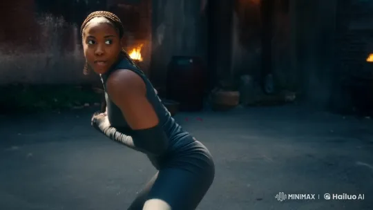 Woman with Braided Hair Defeats Enemies in Alleyway – AI Generated Video | Hailuo AI