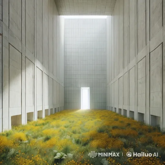 Tranquil Hallway Pan with Natural Light and Yellow Flowers – AI Generated Video | Hailuo AI
