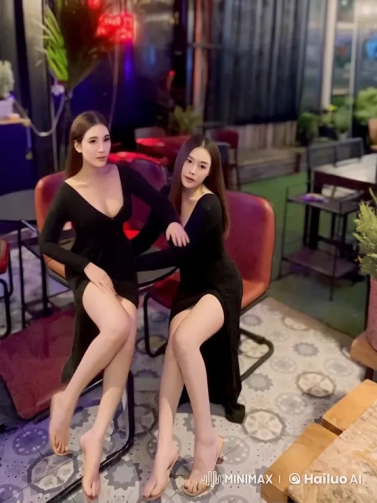 Live2D Animated Bar Fight: Women in Black Dresses – AI Generated Video | Hailuo AI