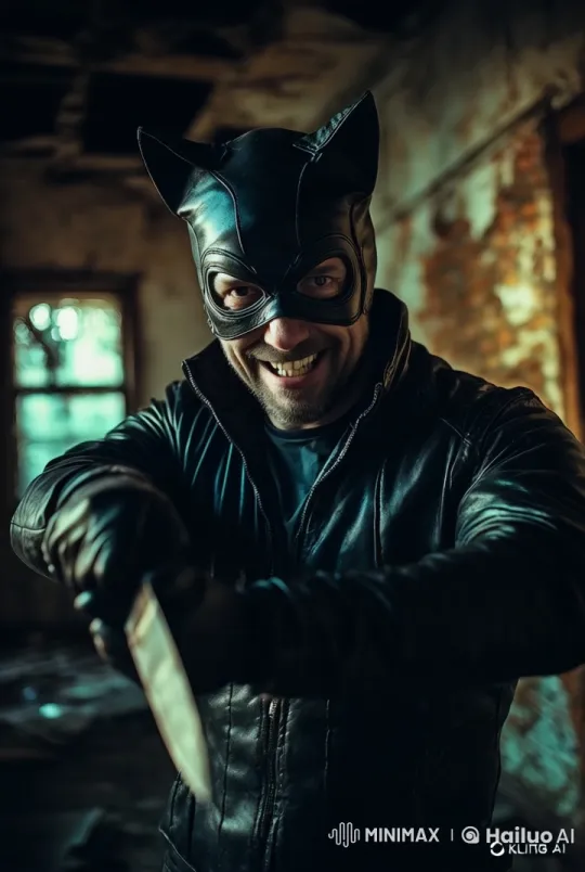 Man in Leather Jacket Instructs Calmness in Abandoned Building – AI Generated Video | Hailuo AI