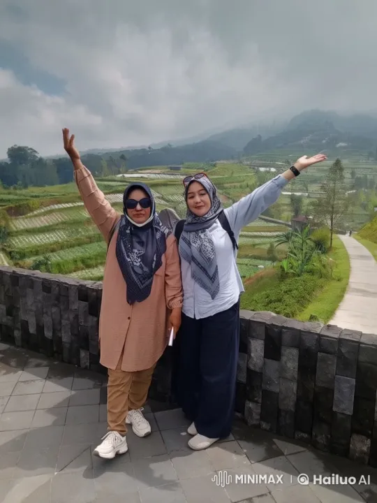 Animated Celebration of Women with Hijabs in Scenic Landscape – AI Generated Video | Hailuo AI