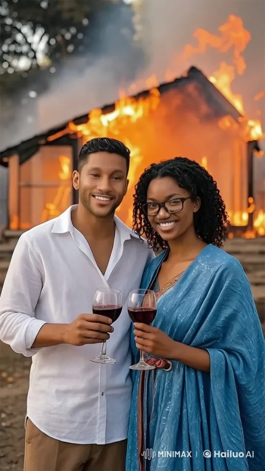 Dynamic Duo Fights Amidst Burning House in Live2D Animation – AI Generated Video | Hailuo AI