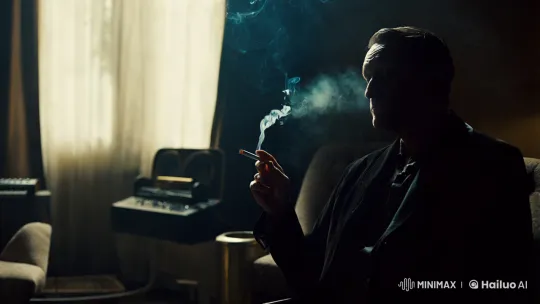 Contemplative Man Smoking in Intimate, Moody Setting – AI Generated Video | Hailuo AI