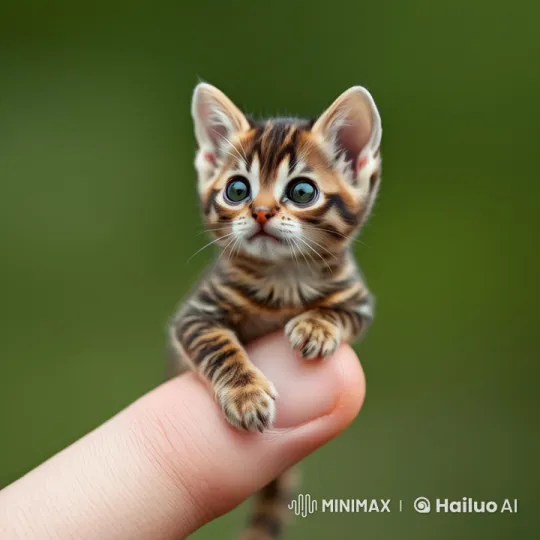 Adorable Kitten on Finger: Gentle Movements in Serene Setting – AI Generated Video | Hailuo AI