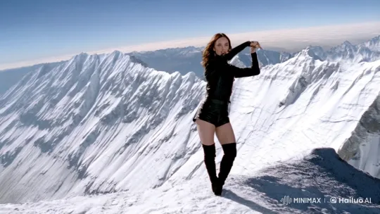 Keira Knightley Dances Gracefully on Everest's Summit – AI Generated Video | Hailuo AI