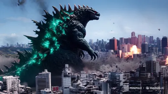 Godzilla's Rampage: City Destruction in Dynamic Tracking Shot – AI Generated Video | Hailuo AI