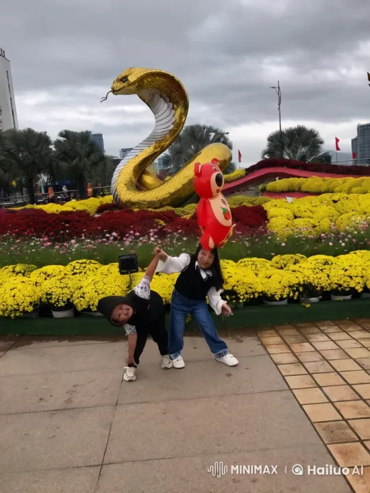 Children's Playful Kung Fu Display in Colorful Garden – AI Generated Video | Hailuo AI