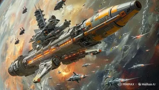 Massive Spaceship Engages in Intense Space Battle – AI Generated Video | Hailuo AI