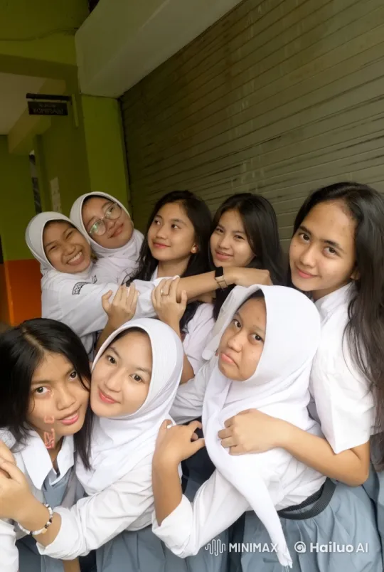 Schoolgirls Bonding Playfully in Cozy Hallway – AI Generated Video | Hailuo AI