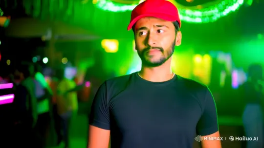 Man Enjoys Energetic Dance Routine in Bustling Nightclub – AI Generated Video | Hailuo AI