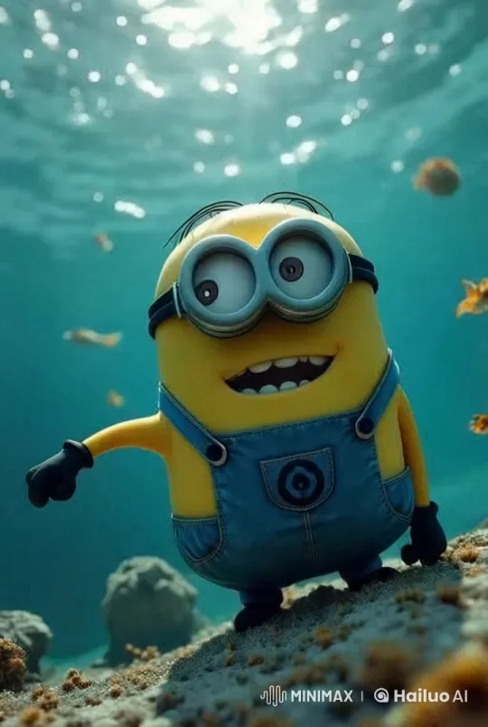 Minion Dances Joyfully in an Underwater Wonderland – AI Generated Video | Hailuo AI