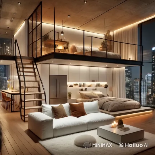 Cozy Loft Apartment with Soothing Rain Ambiance – AI Generated Video | Hailuo AI