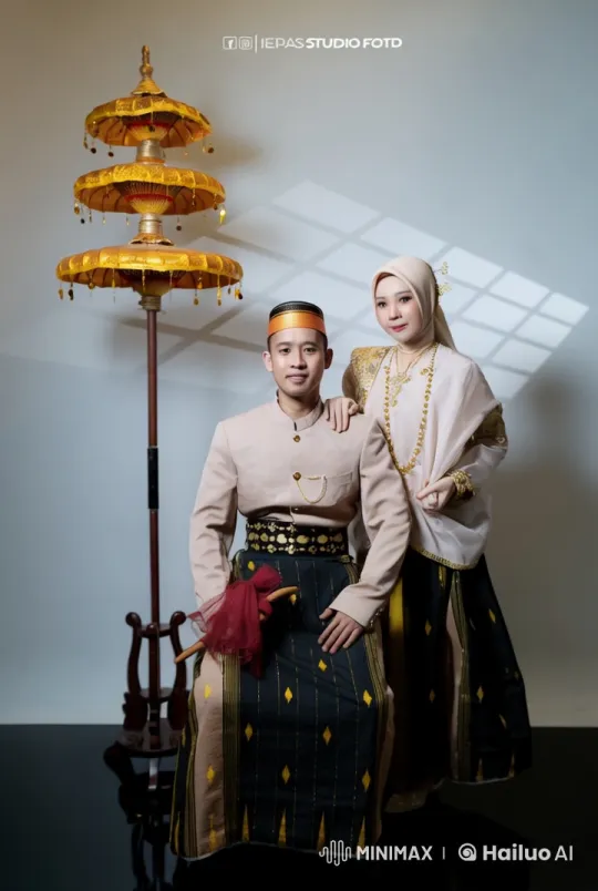 Traditional Attire Kung Fu Duo Under Golden Parasol – AI Generated Video | Hailuo AI