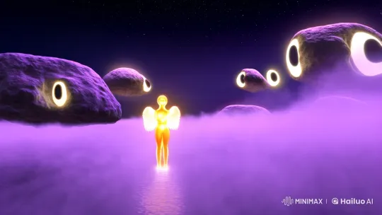 Magical Landscape: Ethereal Islands, Luminous Figure, and Time's Reversal – AI Generated Video | Hailuo AI