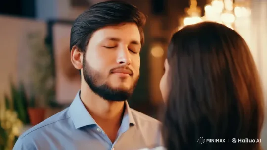 Romantic Moment: Man Leans In With Tenderness – AI Generated Video | Hailuo AI
