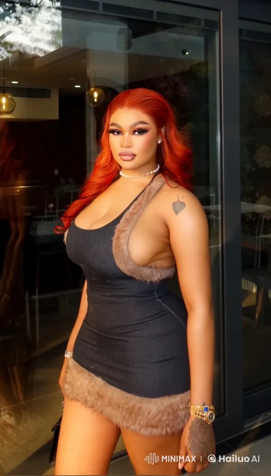 Redheaded Woman in Elegant Outfit Poses by Modern Building – AI Generated Video | Hailuo AI