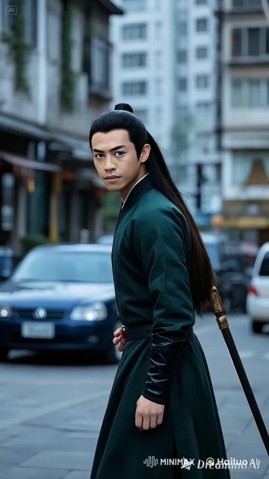 Traditional Warrior Walks Through Modern Street – AI Generated Video | Hailuo AI