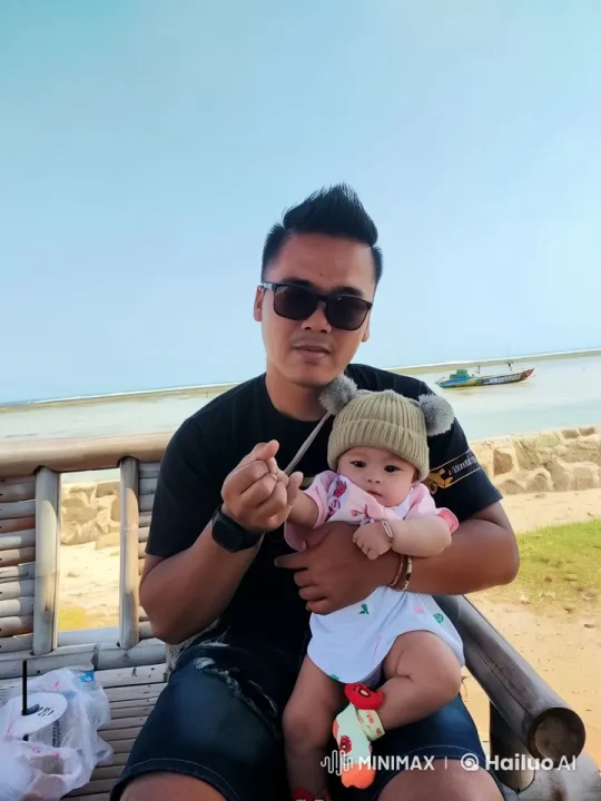 Father and Baby Enjoy Beach Kungfu in Live2D Animation – AI Generated Video | Hailuo AI