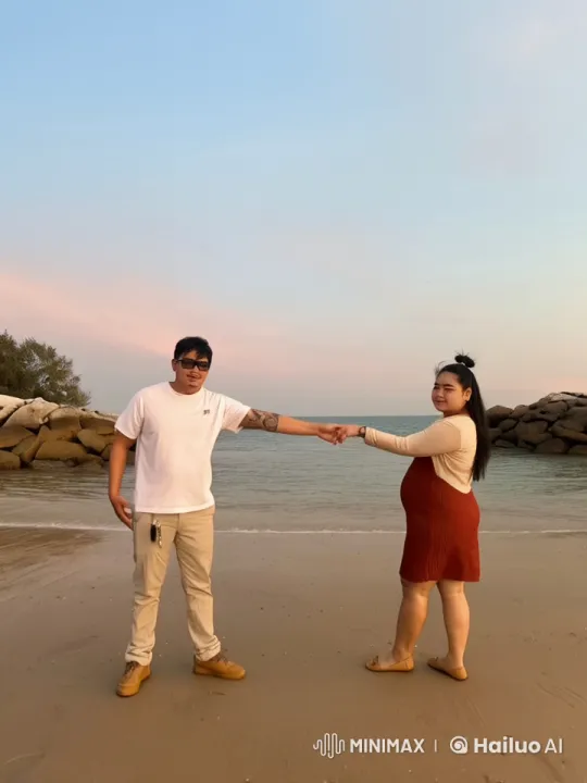 Couple Practicing Kung Fu in Serene Beach Sunset Setting – AI Generated Video | Hailuo AI