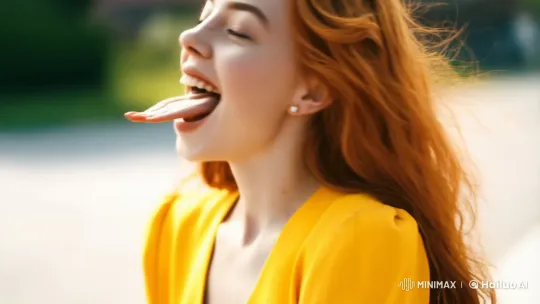 Heavina's Playful Close-Up with a Surreal Mouth Entry – AI Generated Video | Hailuo AI