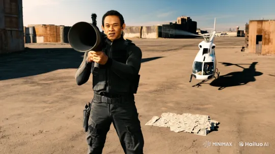 Tactical Man Launches Missile in Urban Drama – AI Generated Video | Hailuo AI