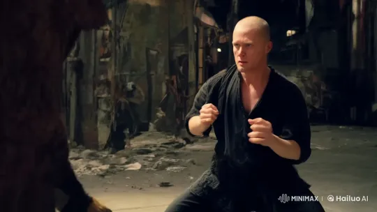 Intense Martial Arts Scene in Industrial Warehouse – AI Generated Video | Hailuo AI