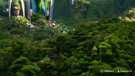 Fantasy Meets Futurism in Harmonious Nature-Urban Landscape – AI Generated Video | Hailuo AI