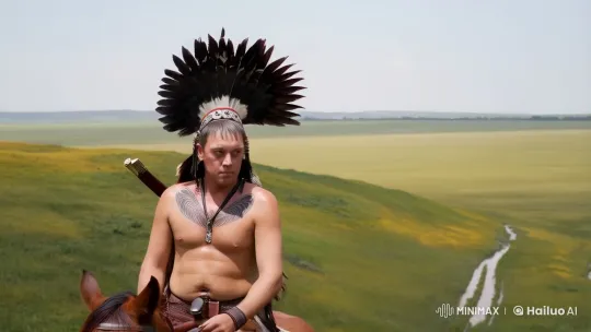 Noble Man on Horseback Embraces Freedom in Prairie – AI Generated Video | Hailuo AI