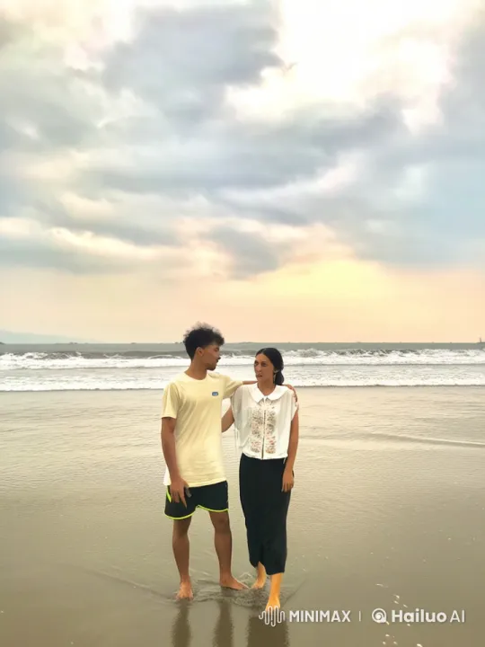 Couple Practicing Kung Fu on a Tranquil Beach – AI Generated Video | Hailuo AI